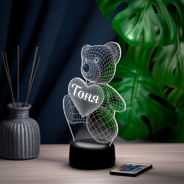 3D светильник  Светильник "Мишка с именем Тоня"