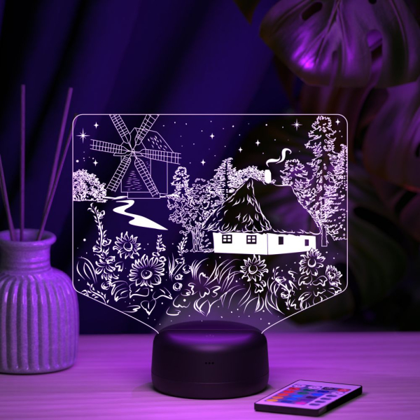 3D светильник  Светильник "Бабушке (Домик мельница)"