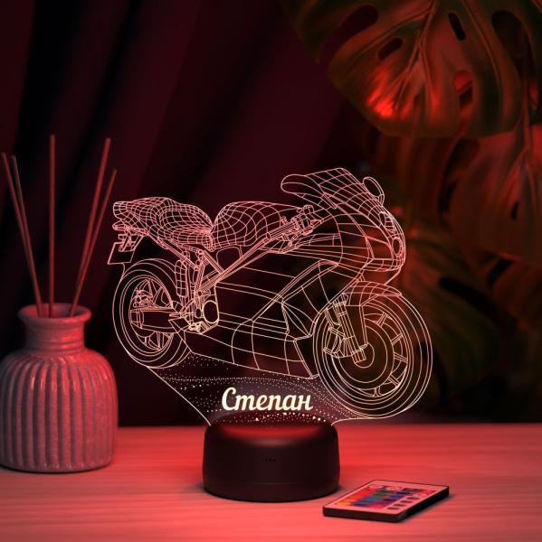 3D светильник  Светильник "Мотобайк с именем Степан"