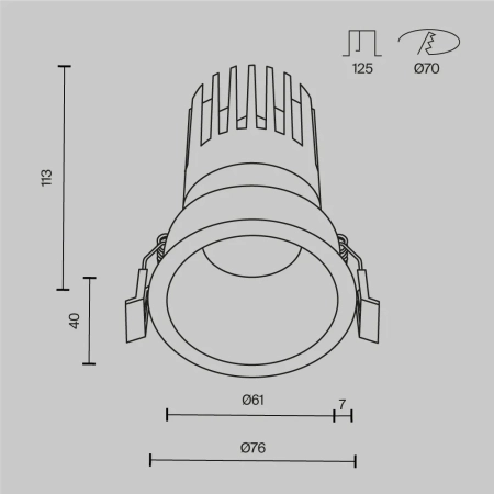 Встраиваемый светильник Technical DL118-15W-4K-B