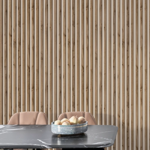 Рейка Интерьерная МДФ Stella Модель 12 Light Пекан 2800х27х12 (упак.15шт.)