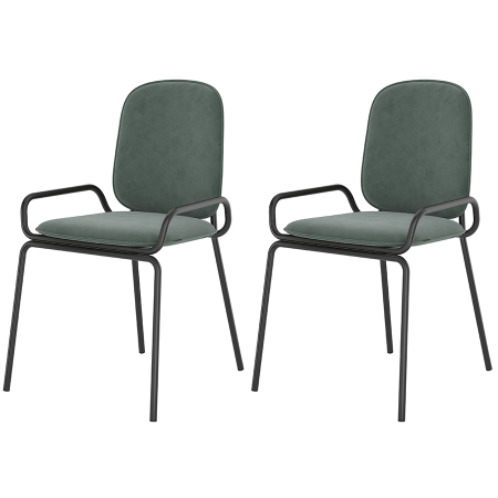 Набор из 2 стульев ror, double frame, велюр, черный/зеленый