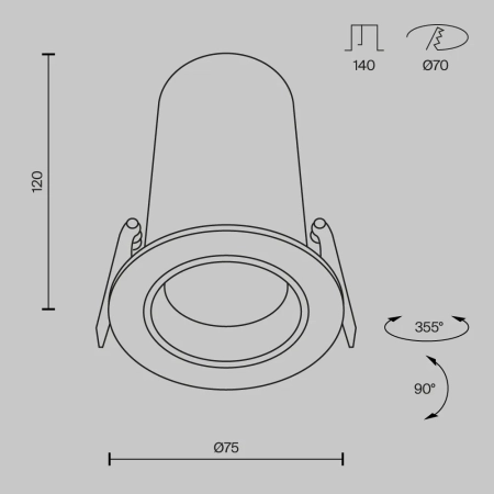 Встраиваемый светильник Technical DL125-L12-4K-B