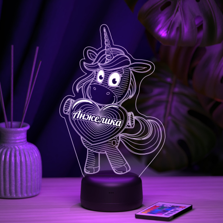 3D светильник  Светильник "Единорог с именем Анжелика"
