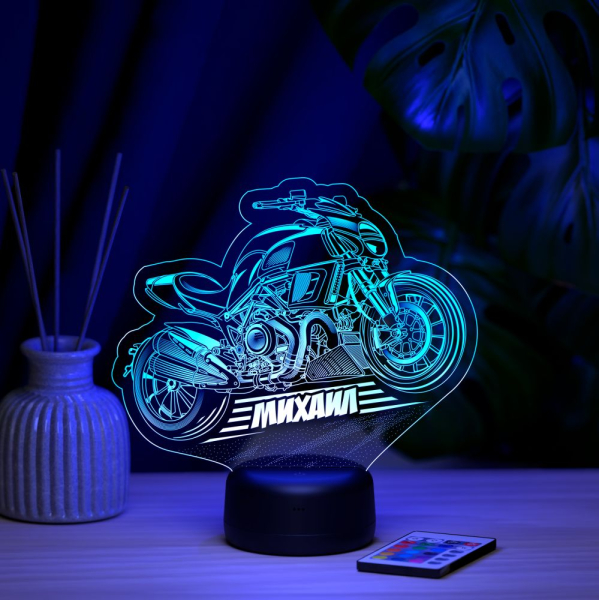3D светильник  Светильник "Байк с именем Михаил"