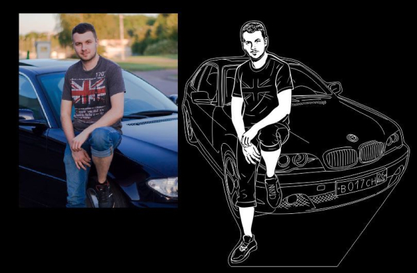 3D светильник  Светильник "Флэт - портрет (по фото с заливками)"