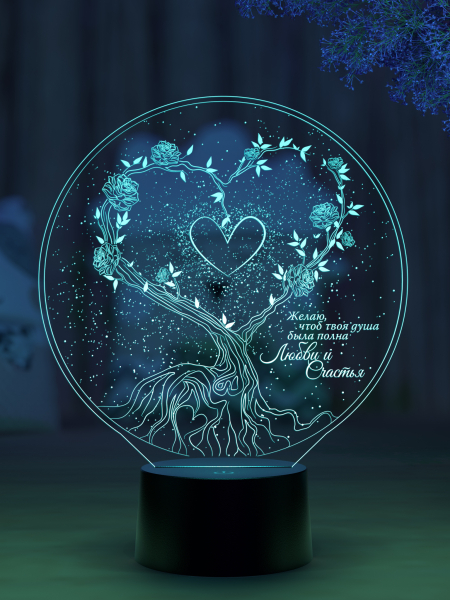 3D светильник  Светильник "Древо любви"