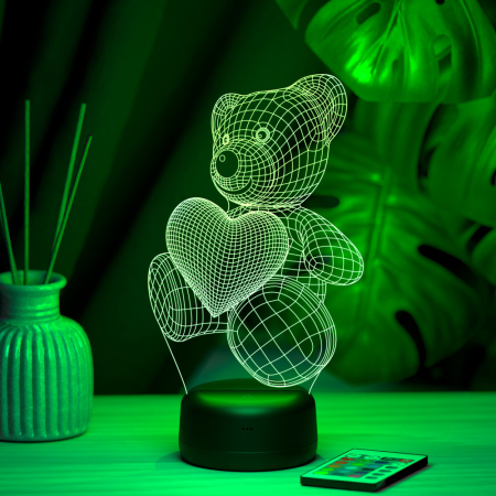 3D светильник  Светильник "Медвежонок и сердечко"