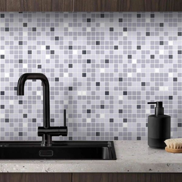 Панель ПВХ 0,3 мозаика Микс серый