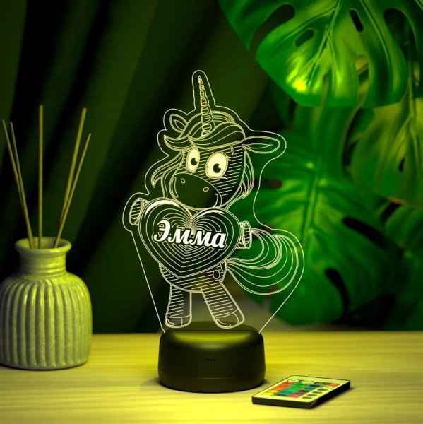 3D светильник  Светильник "Единорог с именем Эмма"