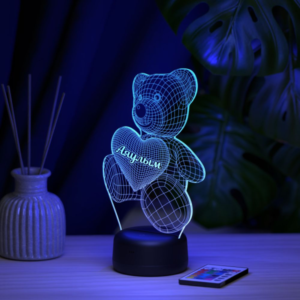 3D светильник  Светильник "Мишка с именем Аяулым"