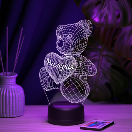 3D светильник  Светильник "Мишка с именем Валерия"