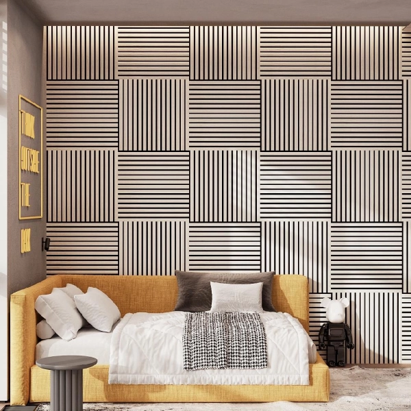 2К Панель Стеновая Акустическая Stella Comfort Standart Лиственница Лагерта 600х600х9 (уп.1шт.)