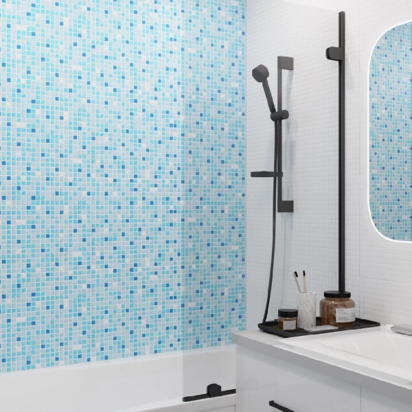 Панель ПВХ 0,3 мозаика Микс голубой