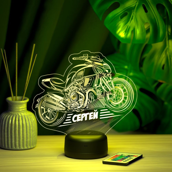 3D светильник  Светильник "Байк с именем Сергей"