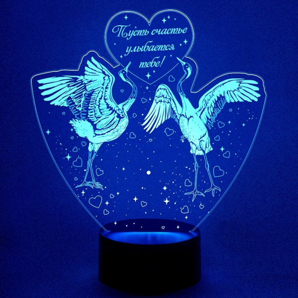 3D светильник  Журавли - символ счастья!