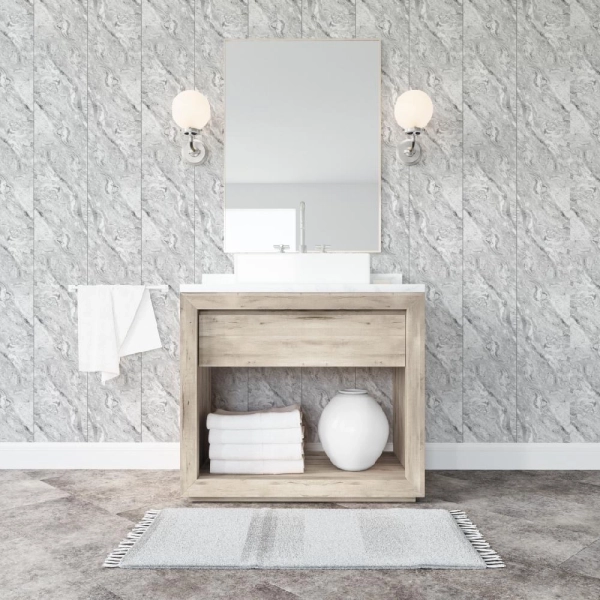 Панель ПВХ Мрамор Сантьяго 672 2,6*0,25 Stella Slim 5мм Light (15)