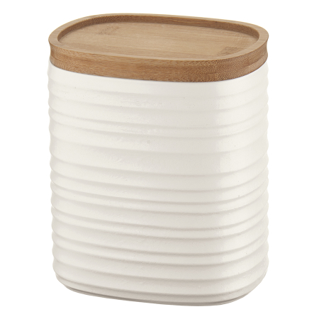 Емкость для хранения с бамбуковой крышкой tierra 1 л молочно-белая
