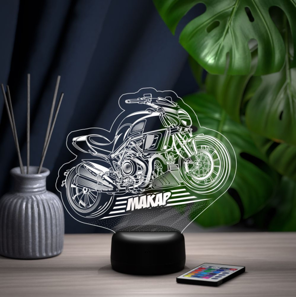 3D светильник  Светильник "Байк с именем Макар"