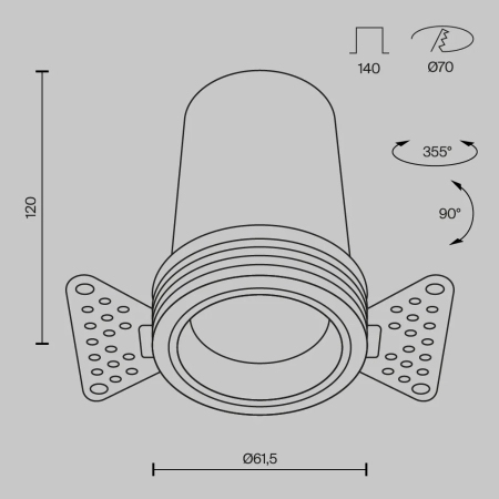 Встраиваемый светильник Technical DL125-L12-3K-TRS-B