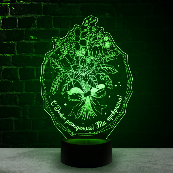 3D светильник  Букет цветов в День рождения
