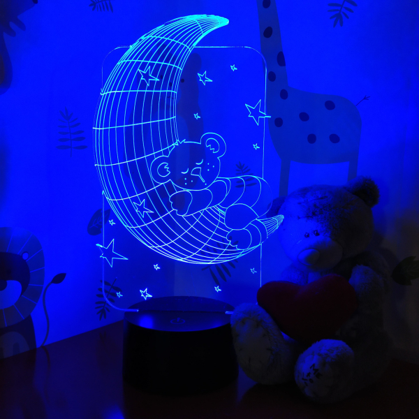 3D светильник  Медвежонок уснул на луне