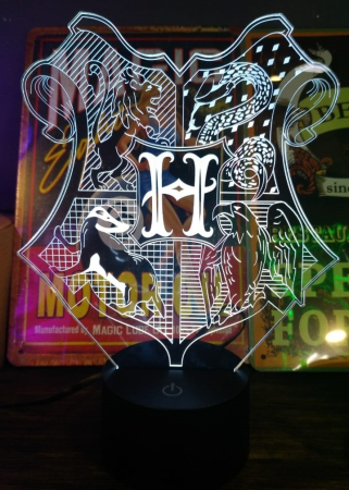 Ночной 3d светильник Герб школы Хогвартс (Гарри Поттер)
