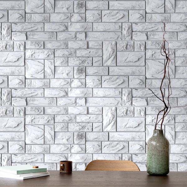 Панель ПВХ 0,4 камень Пиленый настоящий белый