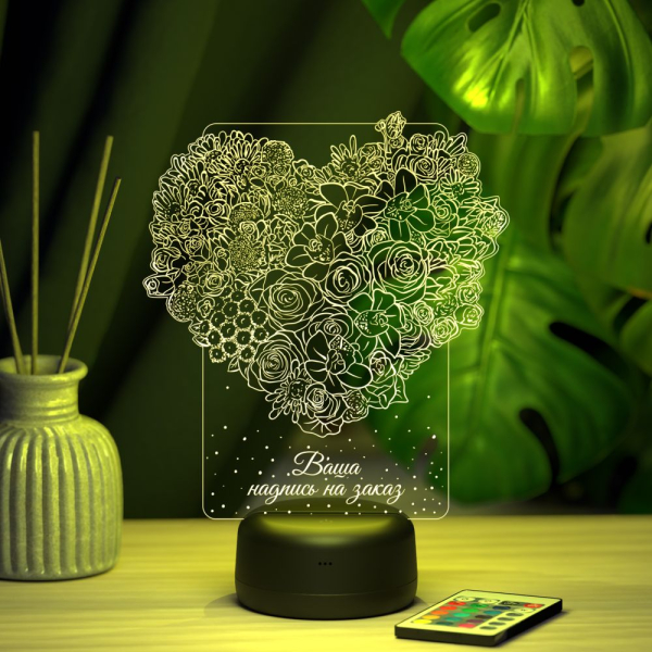 3D светильник  Светильник "Цветочное сердце"