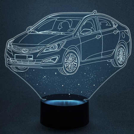 3D светильник  Автомобиль Hyundai Solaris
