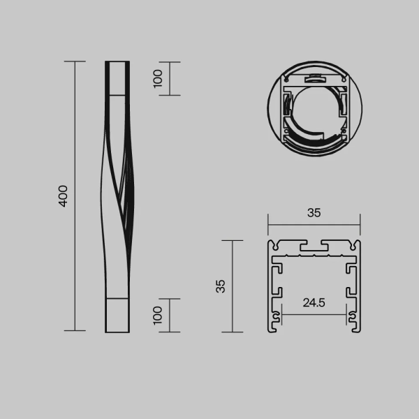 Комплектующие к светодиодной ленте Led Strip ALM-3535R-B-TL-90°-0.4M