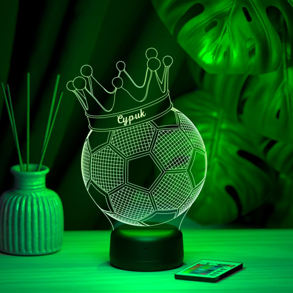 3D светильник  Светильник "Мяч с короной с именем Сурик"