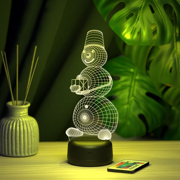 3D светильник  Светильник "Снеговик с подарком в руках"