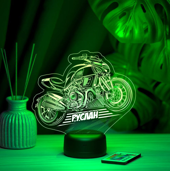 3D светильник  Светильник "Байк с именем Руслан"