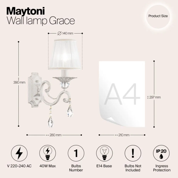 Настенный светильник (бра) Maytoni ARM247-01-G