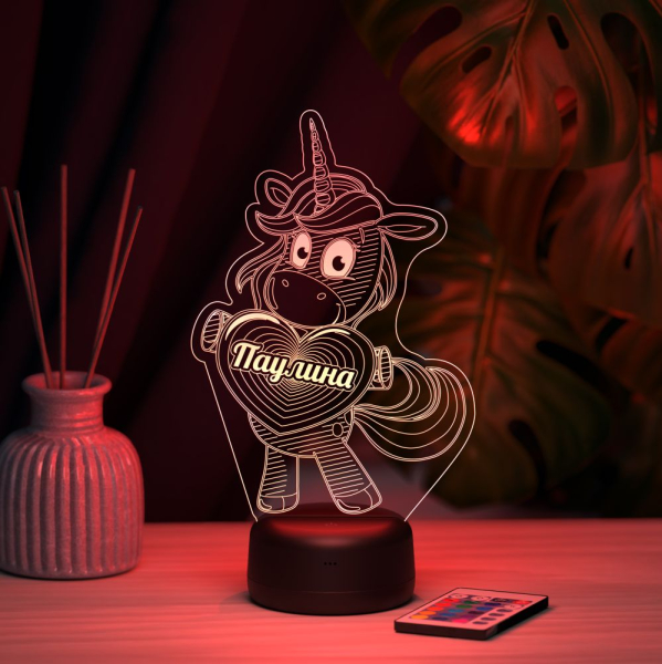 3D светильник  Светильник "Единорог с именем Паулина"