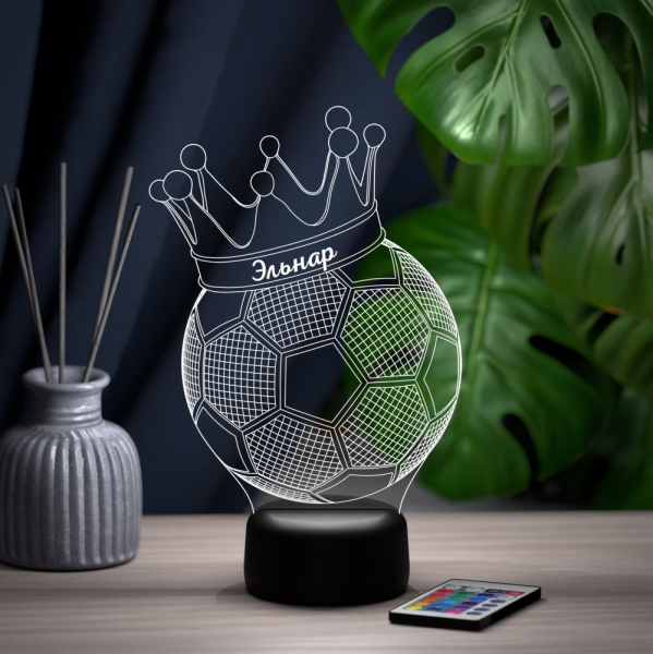 3D светильник  Светильник "Мяч с короной с именем Эльнар"