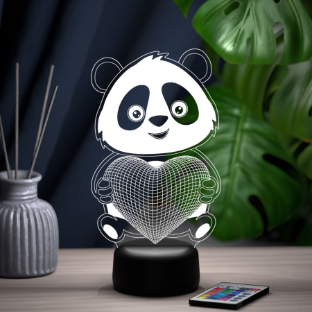 3D светильник  Светильник "Панда с сердцем"