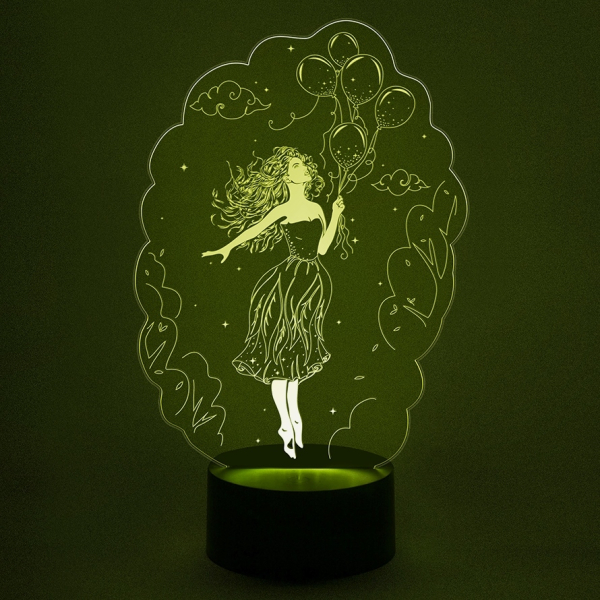 3D светильник  Девушка с шариками