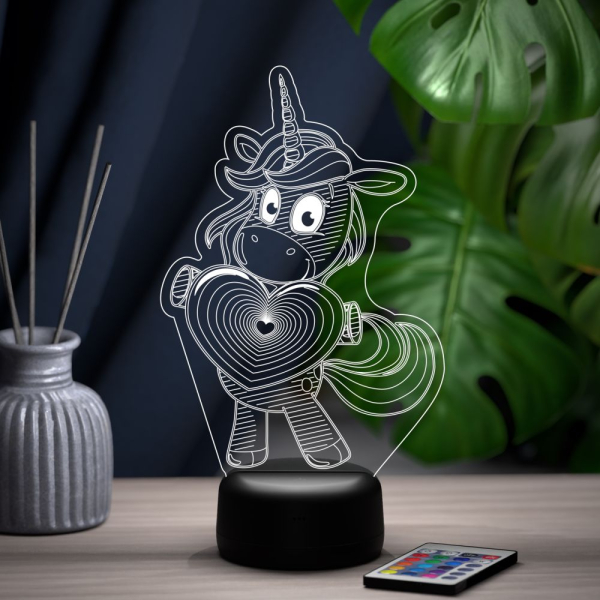3D светильник  Светильник "Единорог с сердечком"