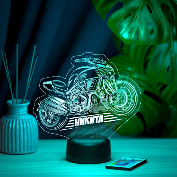 3D светильник  Светильник "Байк с именем Никита"