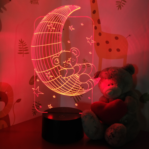 3D светильник  Медвежонок уснул на луне