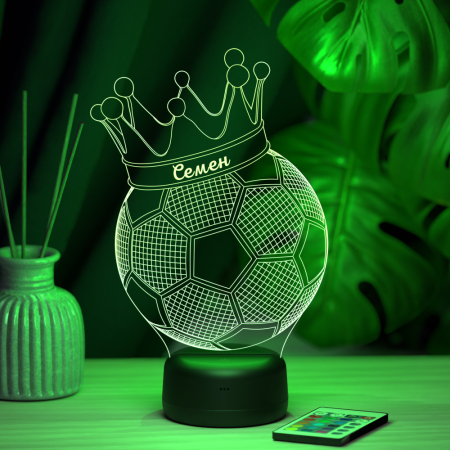 3D светильник  Светильник "Мяч с короной с именем Семен"