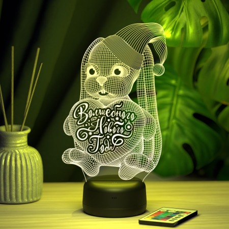 3D светильник  Светильник "Новогодний кролик в шапочке"