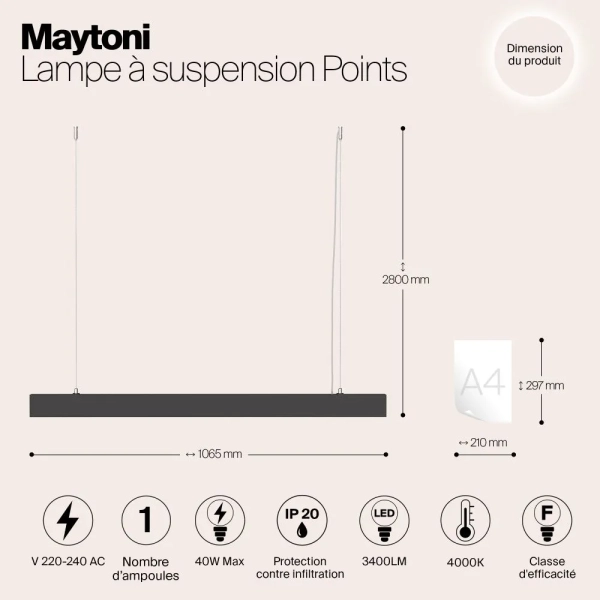 Подвесной светильник Technical P050PL-L40B4K