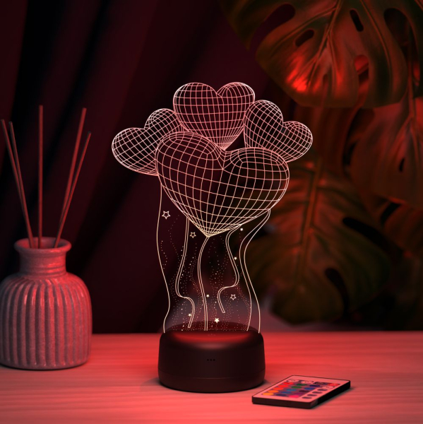 3D светильник  Светильник "Шарики сердечки"