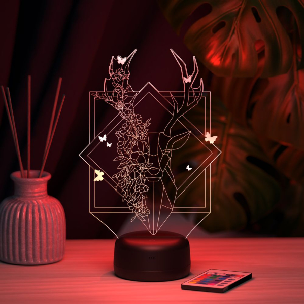 3D светильник  Светильник "Цветочный Олень"