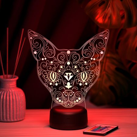 3D светильник  Светильник "Кошка с алмазом"