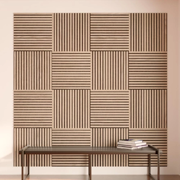 2К Панель Стеновая Акустическая Stella Comfort Light Дуб Снежный 600х600х9 (уп.1шт.)