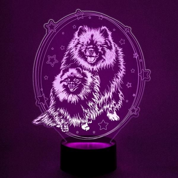 3D светильник  Собачки Шпиц Кеесхонд